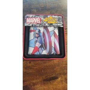 NEW MARVEL COMICS TRIFOLD Captain America Leather Wallet Limited Edition Tin